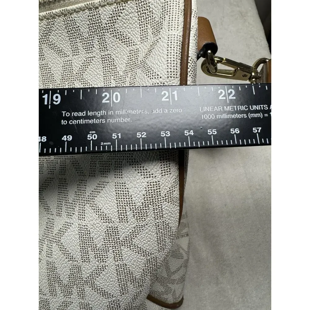Michael Kors Large Signature MK Weekender Duffel Travel Bag Vanilla Brown